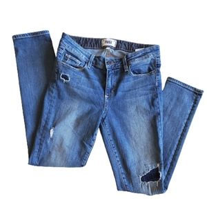 PAIGE Blue Women's Skinny Stretch Ripped Jeans.‎